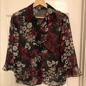 Vintage sheer floral blouse